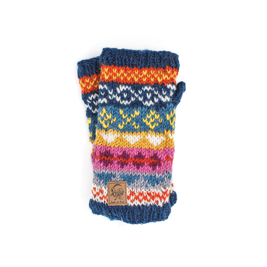 Blue Pattern Wool Hand Warmers