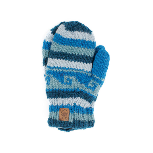Blue Wave Wool Mittens