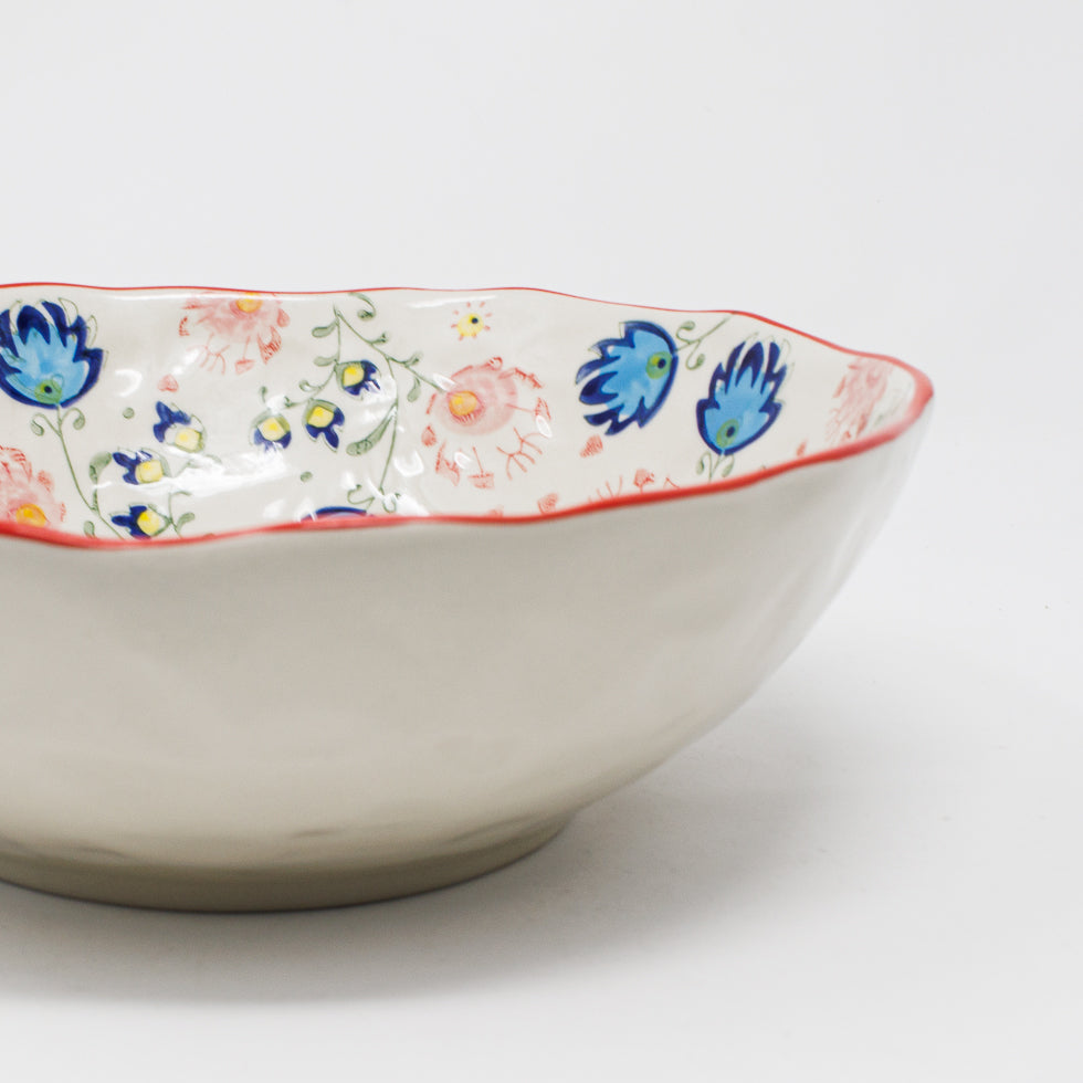 Hand-Painted Floral Serving Bowl