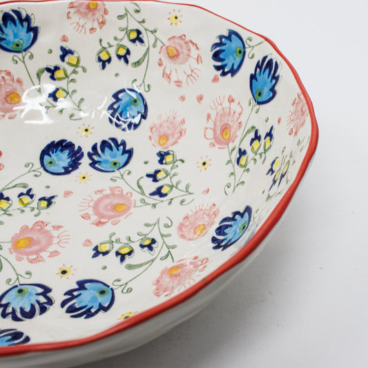 Hand-Painted Floral Serving Bowl