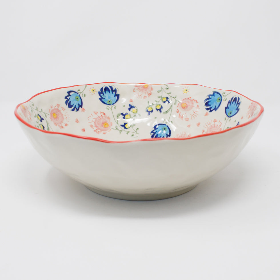 Hand-Painted Floral Serving Bowl