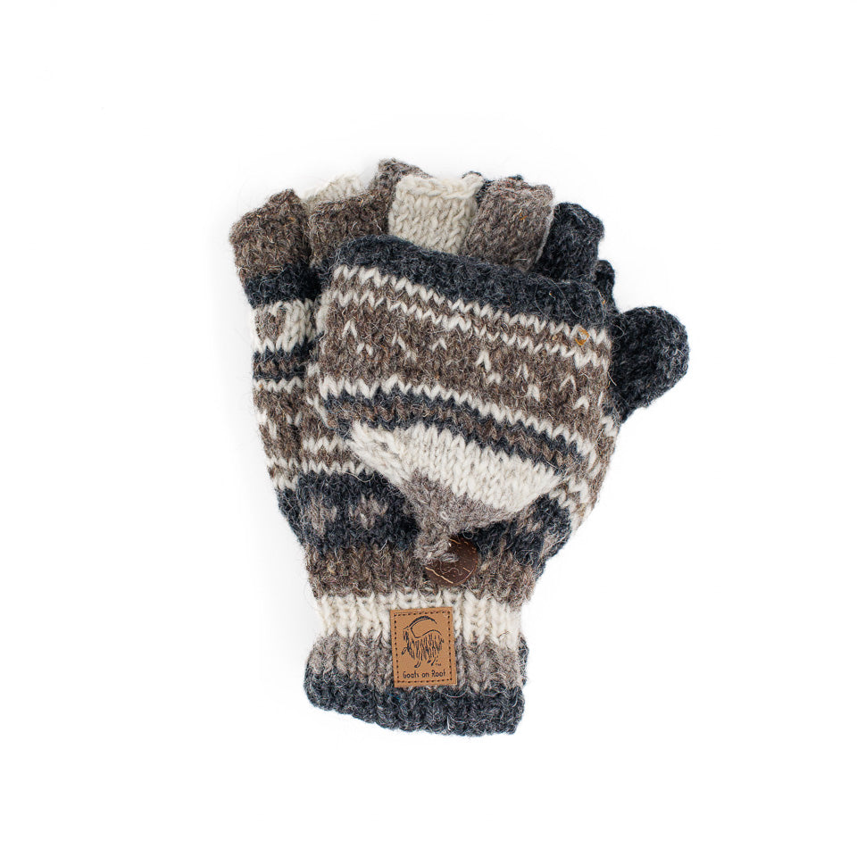 Grey Wool Convertible Mittens