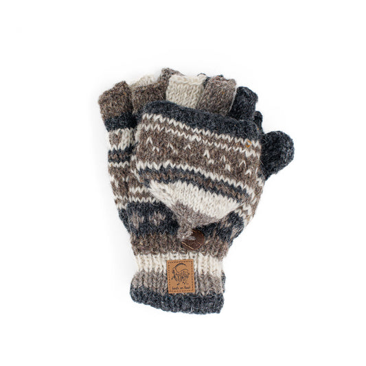 Grey Wool Convertible Mittens