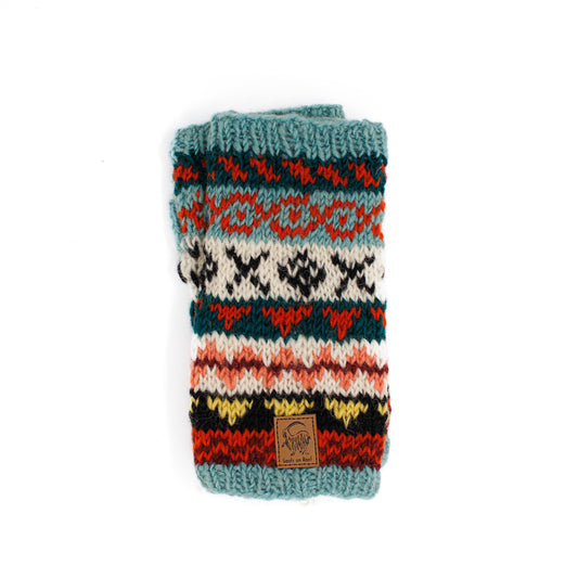 Teal Pattern Wool Hand Warmers
