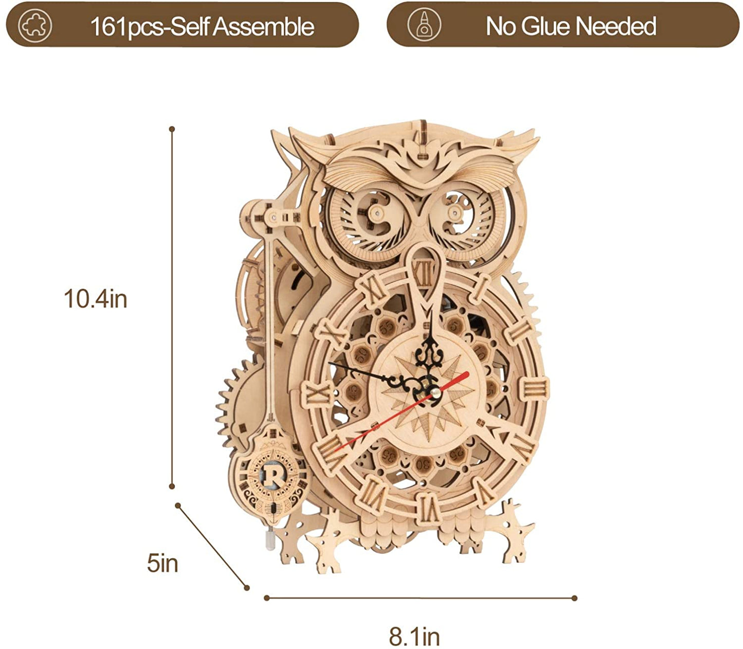 Owl Clock Mechanical Gears