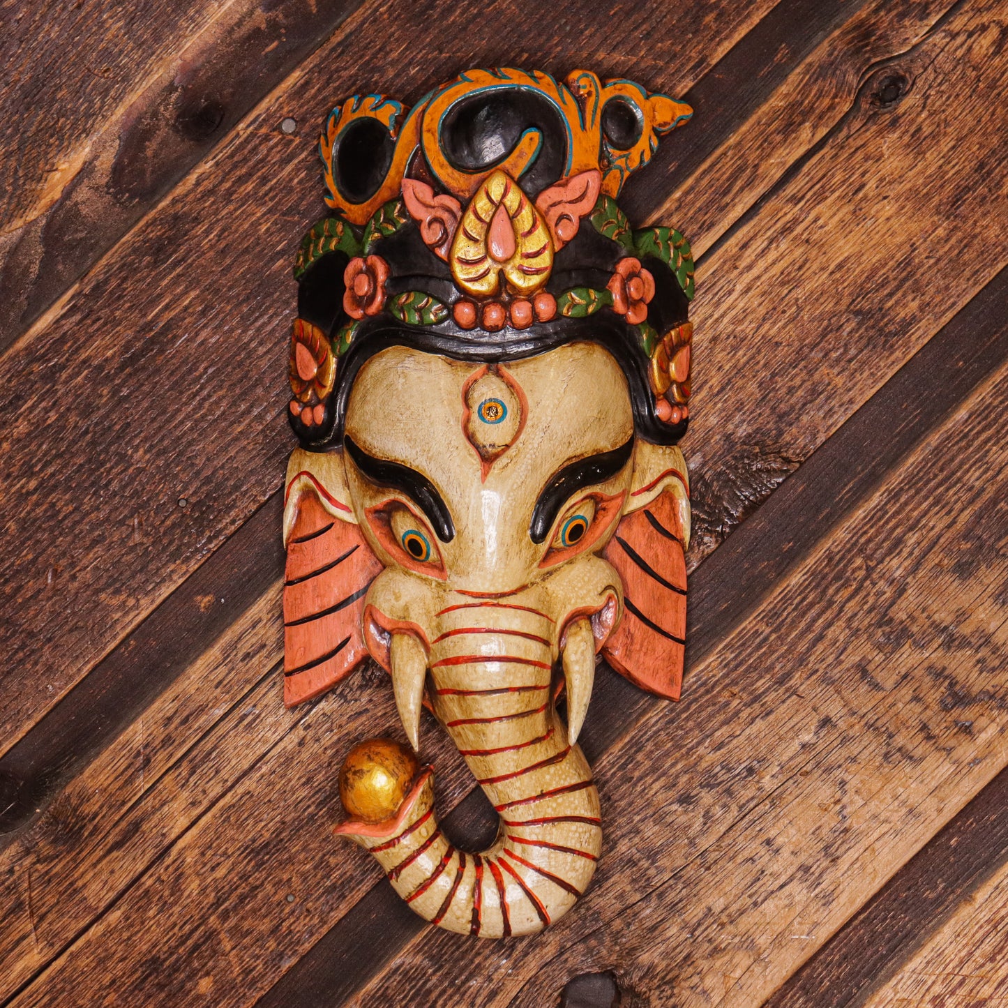 Carved Wooden Ganesha Mask