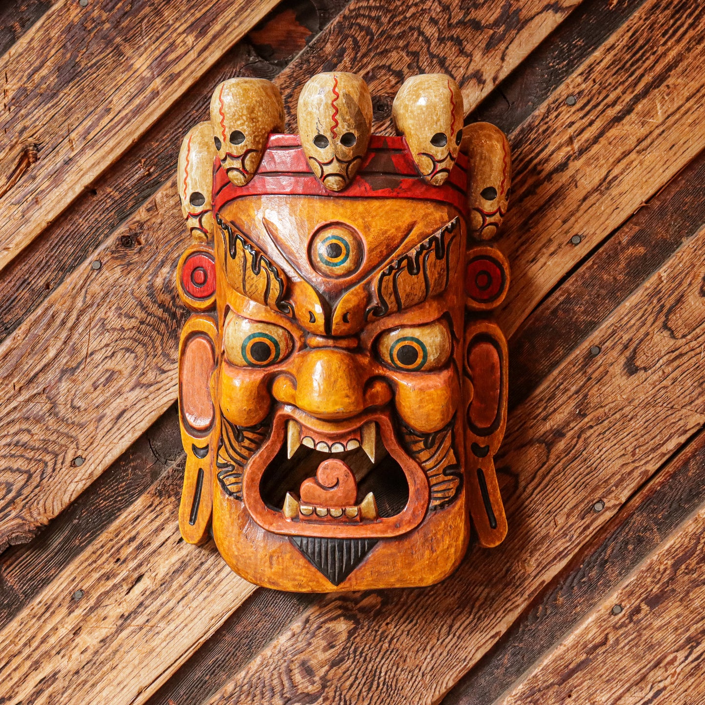 Carved Wooden Vajrapani Mask