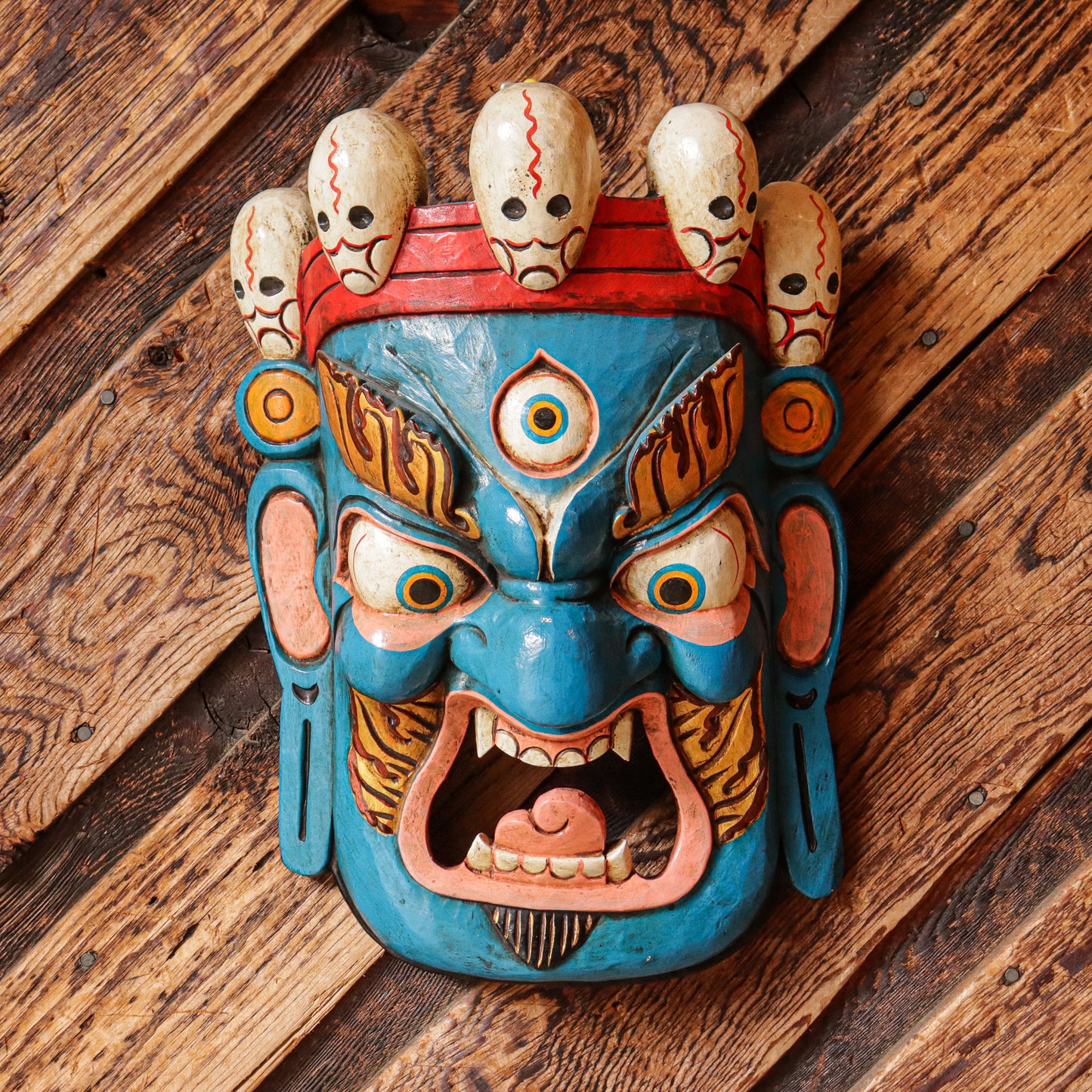 Carved Wooden Vajrapani Mask