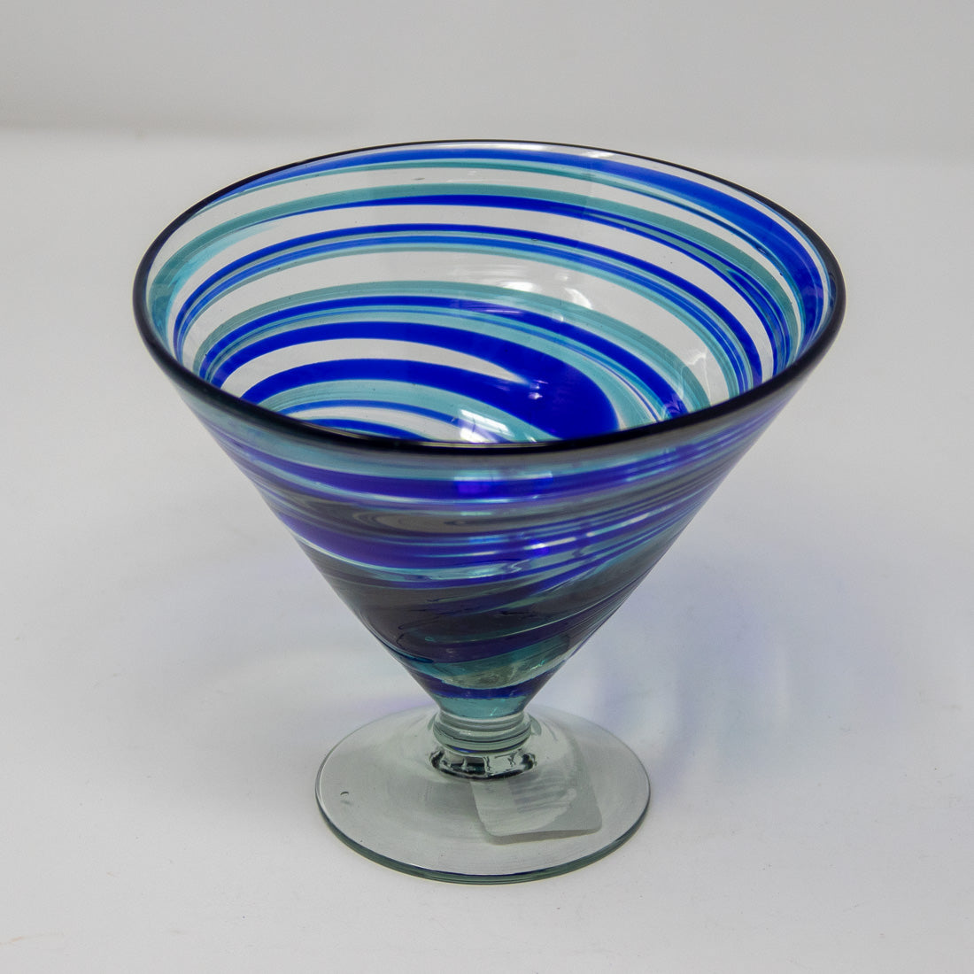 Mexican Blue Swirl Martini Glass