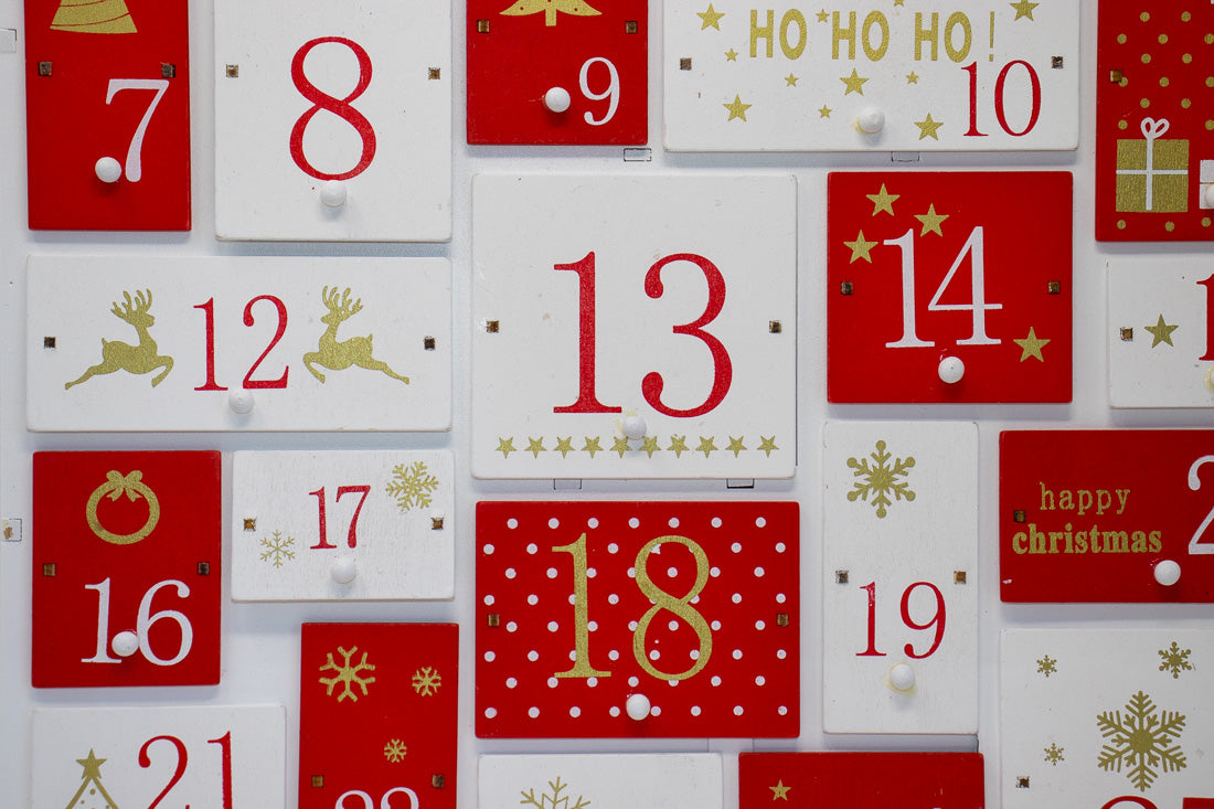 Red and White Wooden Advent Calendar