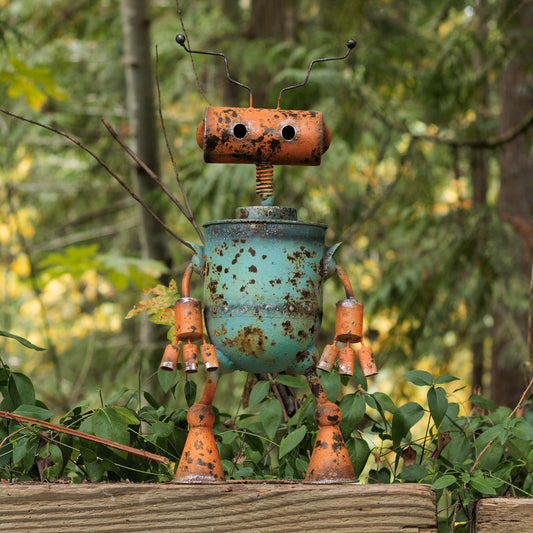 Orange and Blue Metal Robot