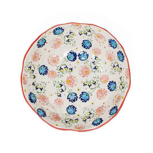 Hand-Painted Floral Serving Bowl