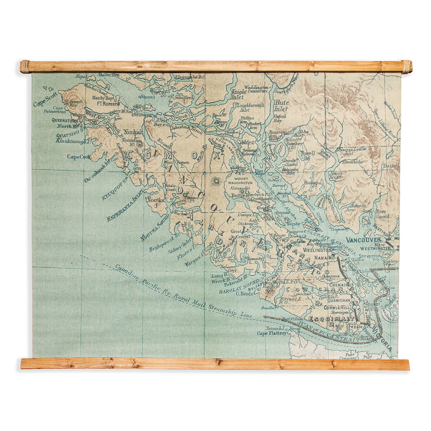Vintage Vancouver Island Map Tapestry