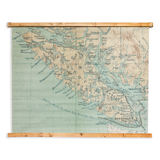 Vintage Vancouver Island Map Tapestry