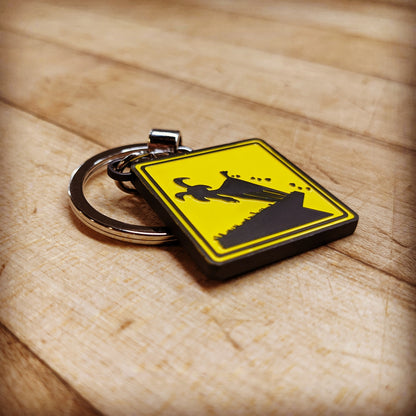 Caution! Goats on Roof Metal Key Chain