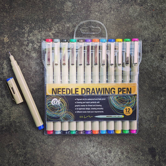 12 Colour Fineliner Drawing Pens
