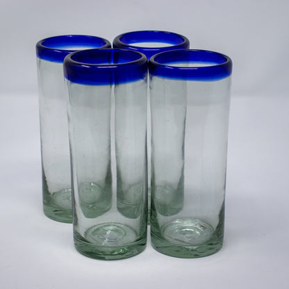Mexican Cobalt Rim Highball Glass (Set of 4)