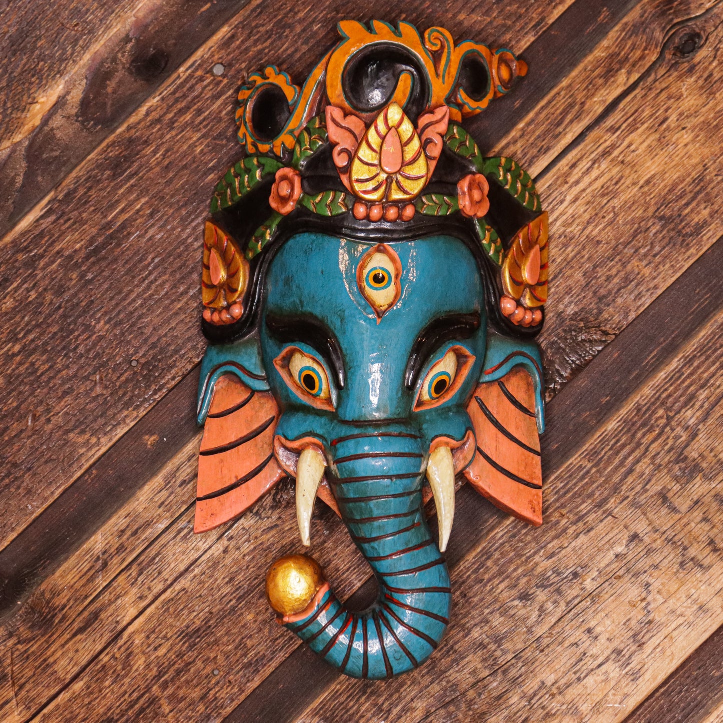 Carved Wooden Ganesha Mask