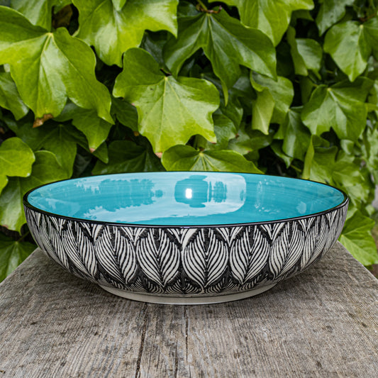 Wide Hand-Painted Serving Bowl