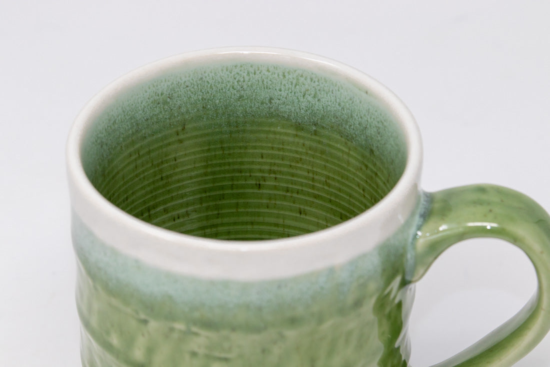 Green Ribbed Mug