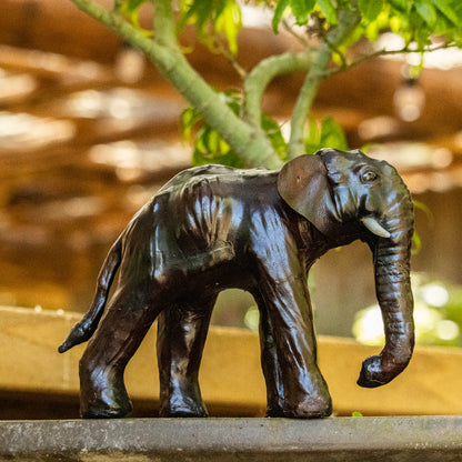 Small Leather Elephant Statue