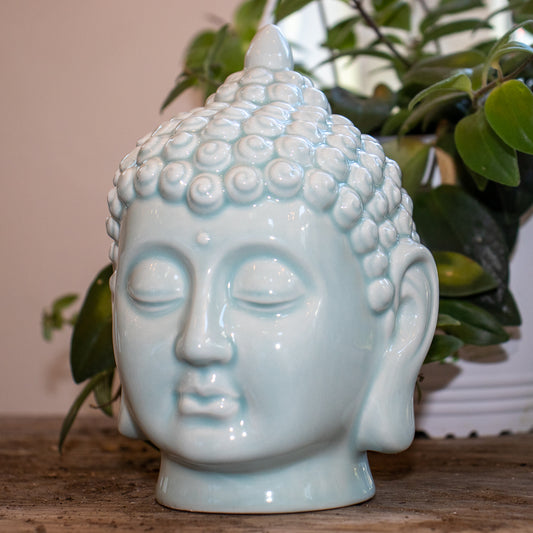 Ceramic Blue Buddha Head