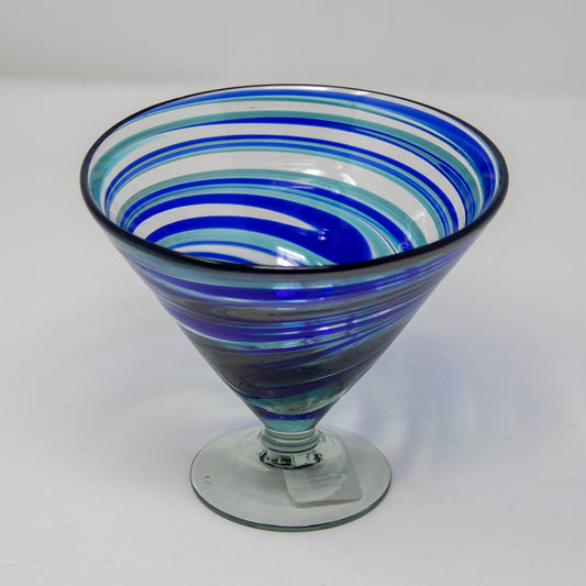 Mexican Blue Swirl Martini Glass