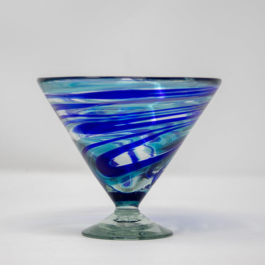 Mexican Blue Swirl Martini Glass