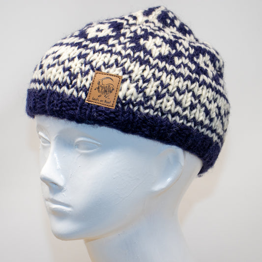 Blue Wool Toque With Pattern