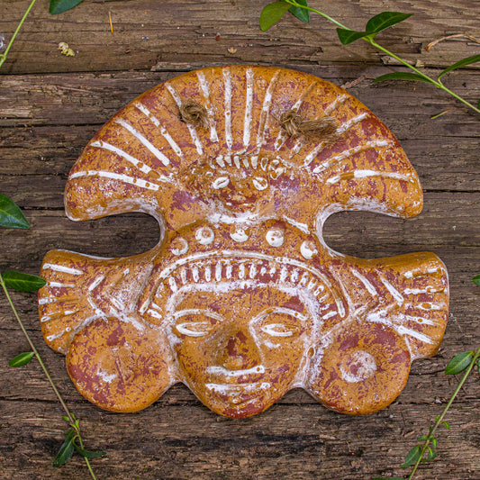 Terracotta Aztec Eagle Warrior Mask