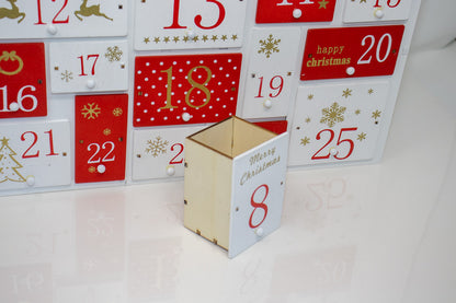 Red and White Wooden Advent Calendar